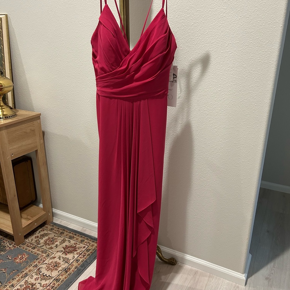 Pink Ruched Maxi Dress with Spaghetti Straps for Wedding or special occasion